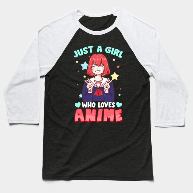 Just A Girl Who Loves Anime Cute Japanese Kawaii Baseball T-Shirt by theperfectpresents